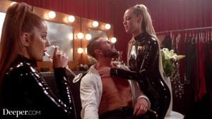 Watch Deeper. Latex-wearing Avery & Vanna have intense threesome ...