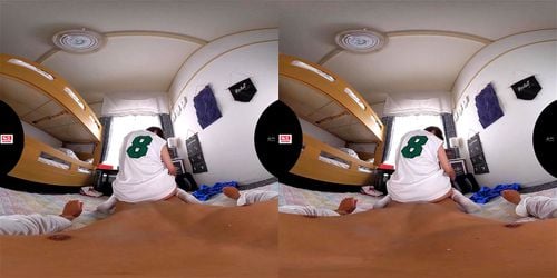 【架乃ゆら/VR】同室の男装女子に淫語囁き杭打ち騎乗位で痴女られて騎乗位ゴム中出し！バレてはいけない男子寮で禁断SEX！！