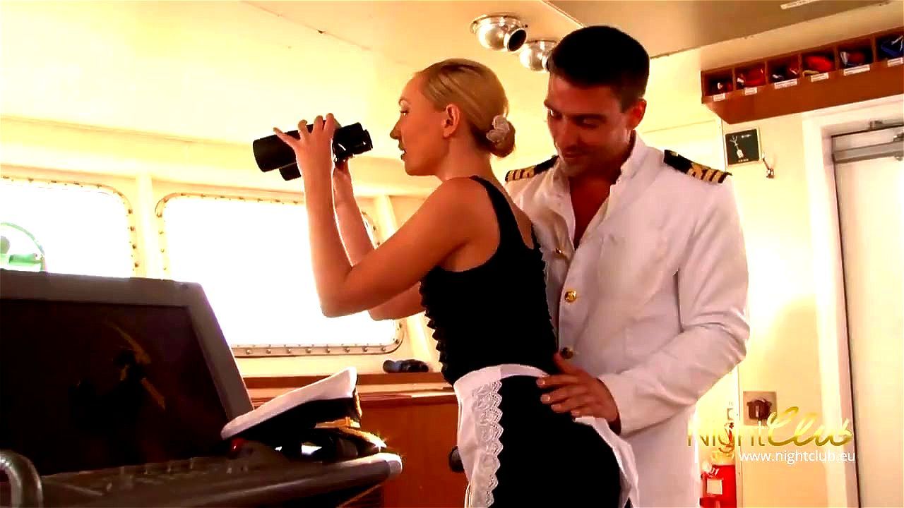 Cute blonde chick gives a blowjob to boat captains