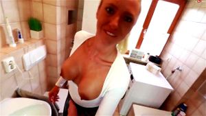 Cute german MILF anal in the bathroom