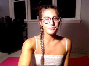 Watch blonde blue eyed babe with glasses brackets and pigtails ...