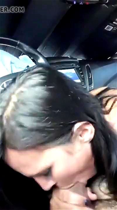 Busty Brunette Bitch Riding Large Dick In Car