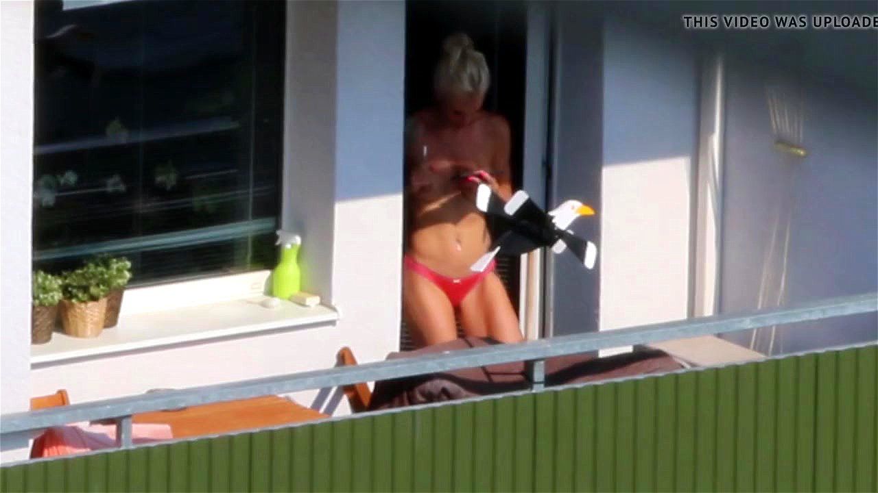 Watch Very hot neighbour topless on balcony - Voyeur, Topless, Balcony Porn 