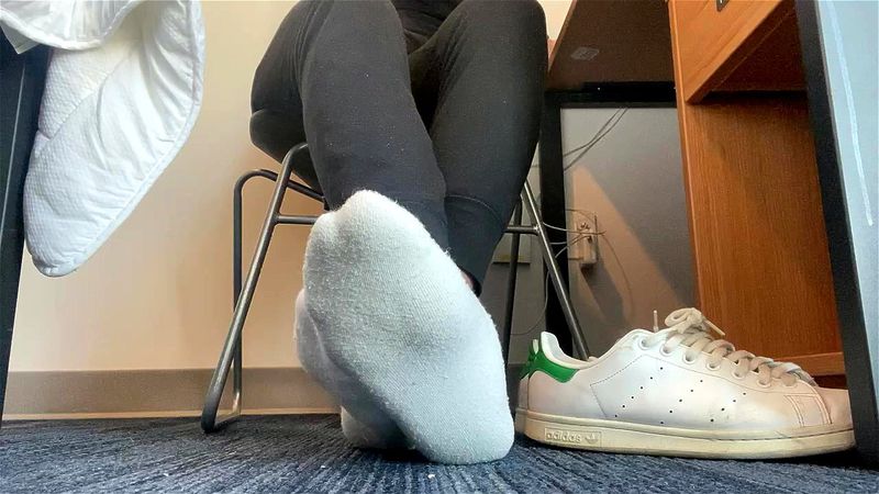 Showing you my feet in sneakers and white ankle socks