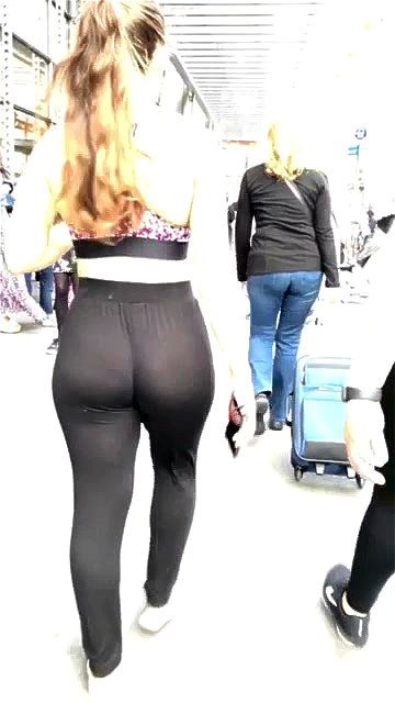 candid teen ass walking leggings voyeur